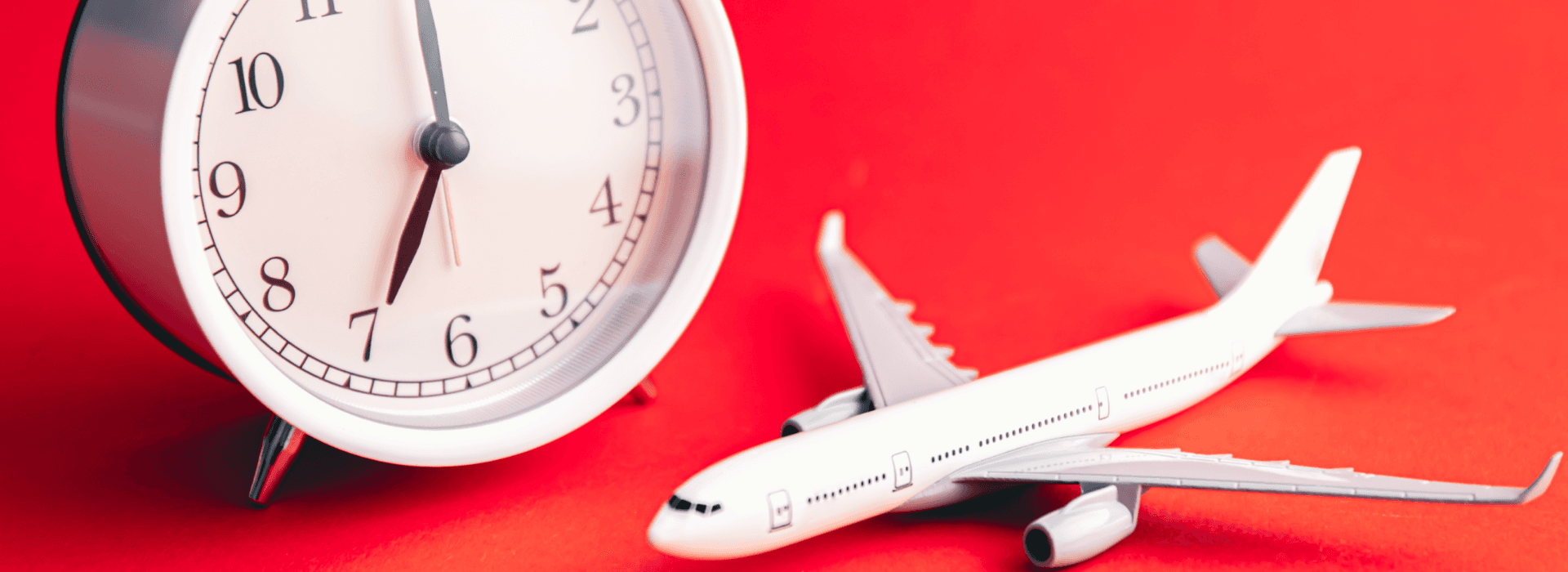 An airplane and clock